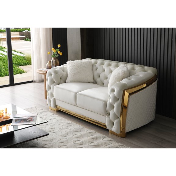 Upholstered in Ivory - Contrasting Faux Fur - Fits Different Rooms - Supportive and Aesthetic Seating