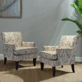 thumbnail image 1 of Upholstery Armchairs Set of 2 Floral Accent Chairs Sofa Couch Lounge Seat Wood Legs Nailhead Trim Home Living Room Indigo, 1 of 11