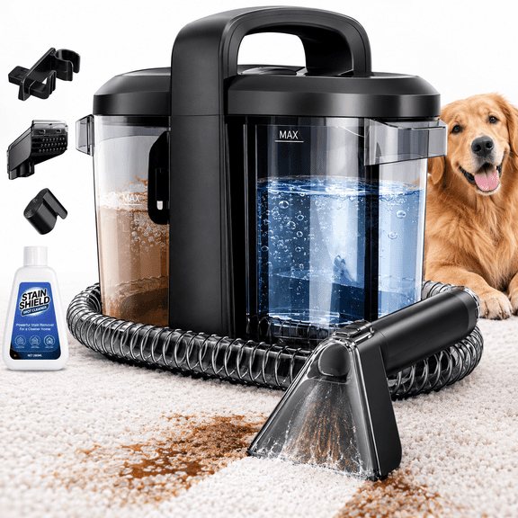 Upholstery Cleaner Machine, Portable Carpet Cleaner, Carpet and Upholstery Cleaner with Powerful Suction, Spot Cleaner for Couch, Sofa, Car, Pet Stains and Rugs