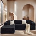 thumbnail image 1 of Aemeios Upholstery Corduroy Sofa Cloud Sectional Couch with L-Shape Chaise Modular Sofa No Assembly Required, Black, 1 of 10