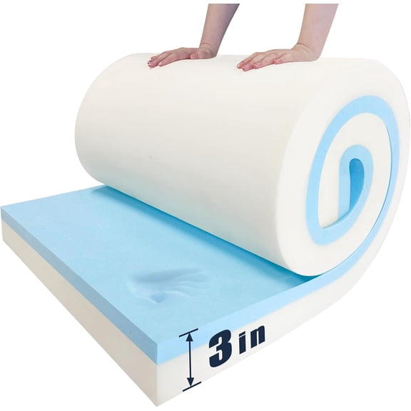 Upholstery Foam, 72"x24"x3" High Density Memory Foam for Cushions, Furniture Padding & Seat Replacement Cut-to-Size Foam Support for Sofa Chair & DIY Projects