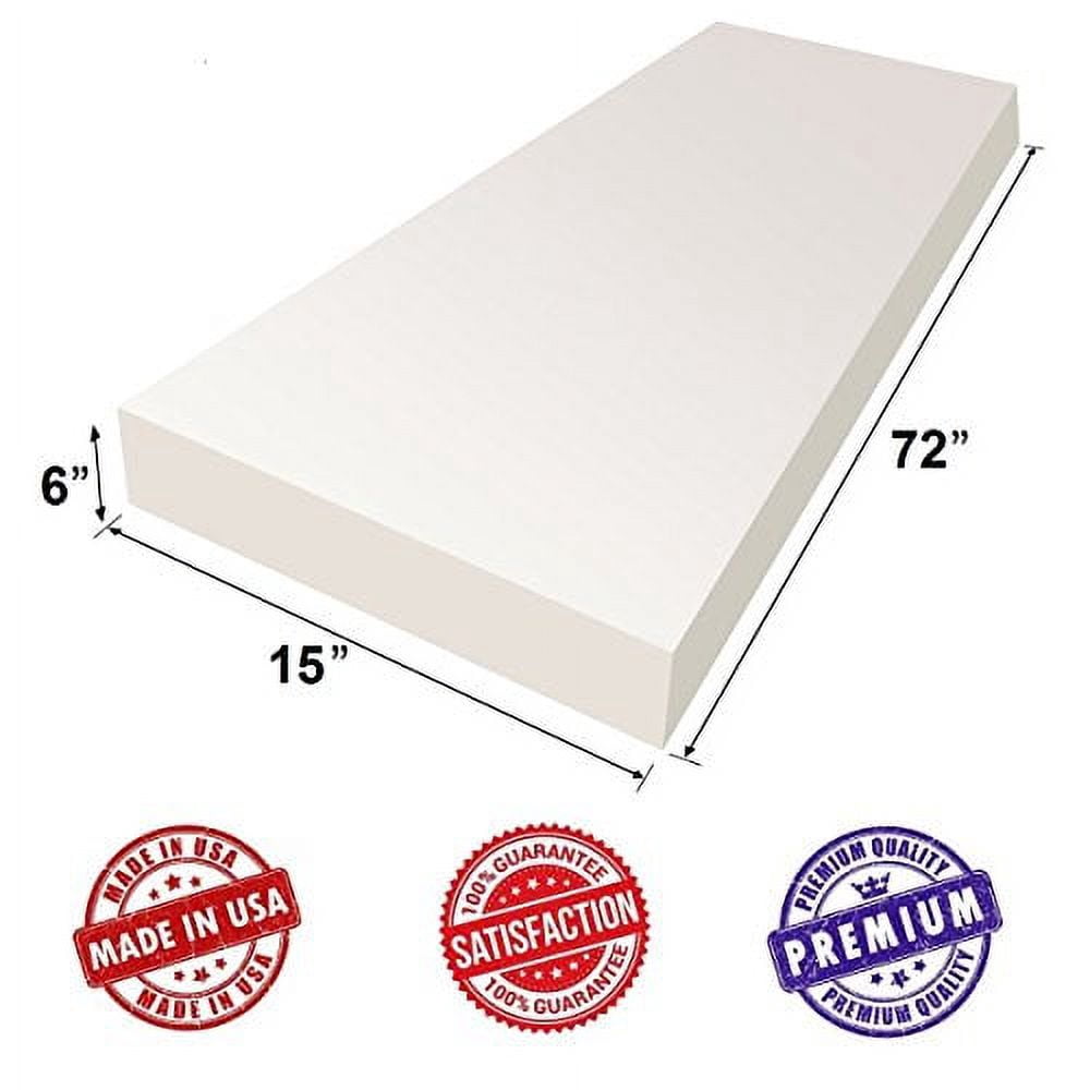 Upholstery Foam Cushion Sheet- 6"x15"x72"-Regular Density Support Premium Luxury Quality- Good for Sofa Cushion, Mattresses, Wheelchair, Poker Table, and Much More by Dream Solutions USA