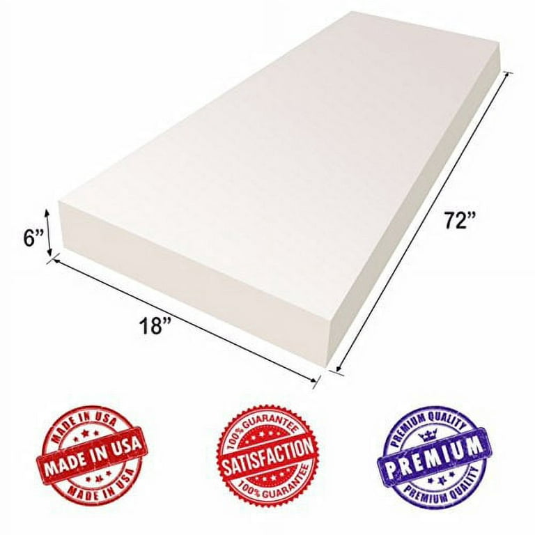 Upholstery Foam Cushion Sheet- 6x18x72-High Density Support-Premium  Luxury Quality- Good for Sofa Cushion, Mattresses, Wheelchair, Poker Table,  and