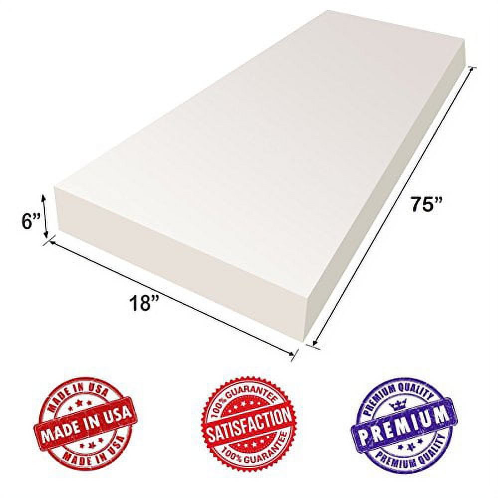 Upholstery Foam Cushion Sheet- 6"x18"x75"-High Density Support-Premium Luxury Quality- Good for Sofa Cushion, Mattresses, Wheelchair, Poker Table, and Much More- by Dream Solutions USA