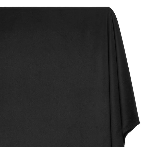 Upholstery Velvet Fabric Plush Textured 60 Inch Heavyweight Polyester Microfiber By The Yard - Black (5 Yards)