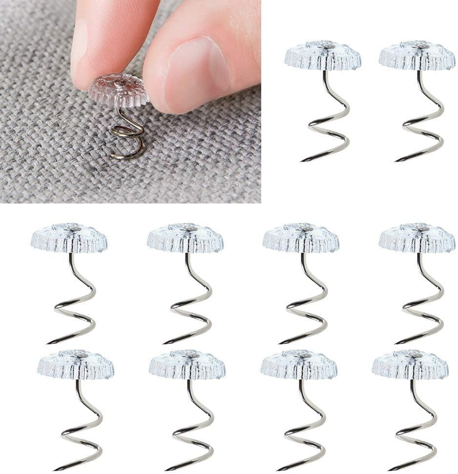 Upholstery Needle, 100 Pieces Clear Heads for Sofa Twist Pins Plastic