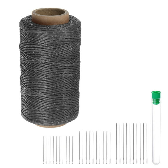 Uxcell Upholstery Sewing Thread 260m Polyester with 30Pcs Needles, Dark Gray