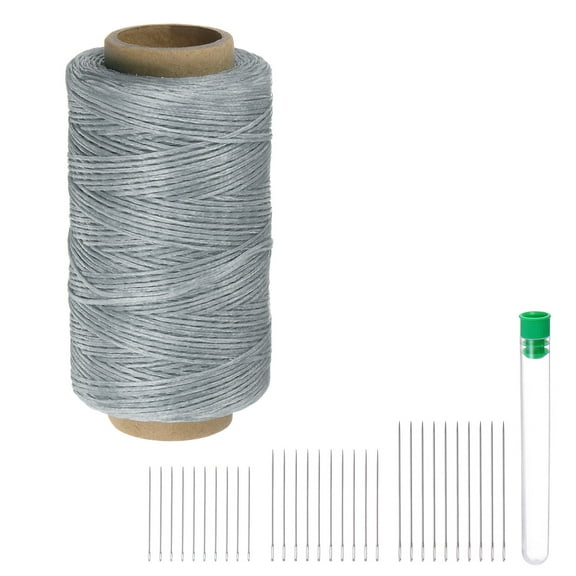 Uxcell Upholstery Sewing Thread 260m Polyester with 30Pcs Needles, Light Gray
