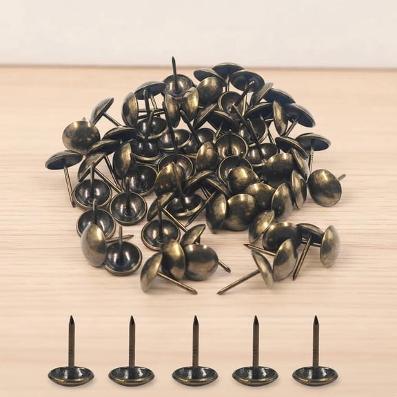 Upholstery Tacks, Decorative Furniture Nails, Round Head Bronze Thumb Tacks for Sofa, Chair, Cork Board, DIY Projects