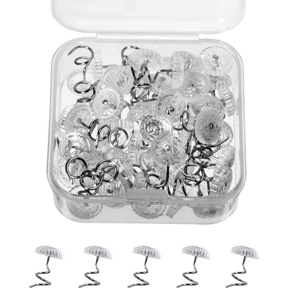 Upholstery Twist Pins Clear Head Upholstery Tacks Headliner Pins for Slipcovers, Bed Skirts, Furniture, 50 Pieces