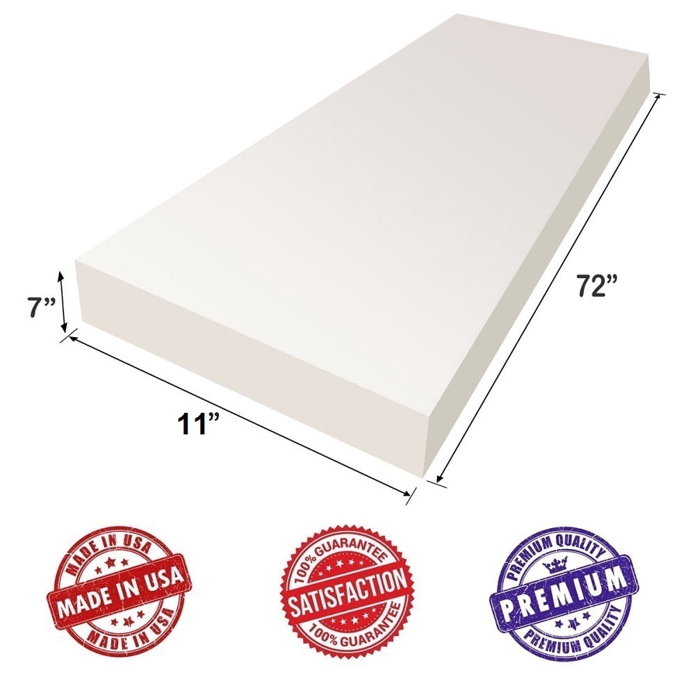 Upholstery Visco Memory Foam Sheet 3.5 lb Density - Good for Sofa Cushion, Mattress, Wheelchair, Luxury Quality, Doctor Recommended for Backache & Bed Sores by Dream Solutions USA (7"H x 11"W x 72"L)