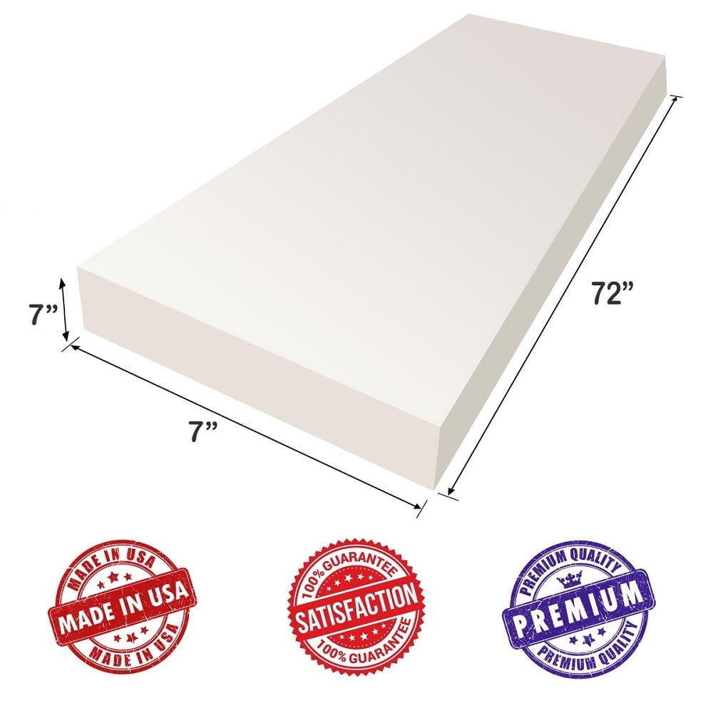 Upholstery Visco Memory Foam Sheet 7"H x 7"W x 72"L - 3.5 lb Density - Mattresses, Wheelchair, Luxury Quality, Good for Sofa Cushion, Doctor Recommended for Backache & Bed Sores by Dream Solutions USA