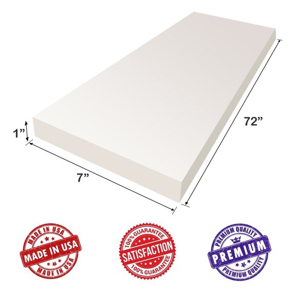 Upholstery Visco Memory Foam Sheet 3.5 lb Density - Wheelchair, Good for Sofa Cushion, Mattresses, Luxury Quality, Doctor Recommended for Backache & Bed Sores by Dream Solutions USA (1"H x 7"W x 72"L)