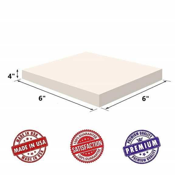 Upholstery Visco Memory Foam Square Sheet- 3.5 lb High Density 4"Hx6"x6"- Luxury Quality For Squishy Toy, Sofa, Chair Cushion, Pillow, Doctor Recommended for Backache, Bed Sores by Dream Solutions USA