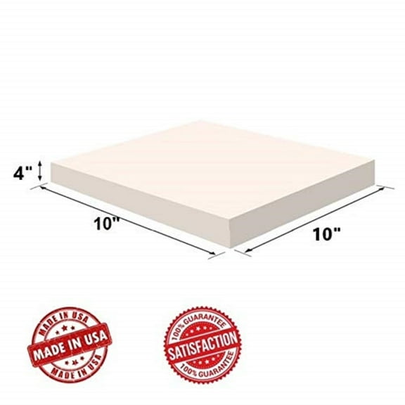 Upholstery Visco Memory Foam Square Sheet- 3.5 lb High Density 4"x10"x10"- Luxury Quality For Sofa, Chair Cushion, Pillow, Squishy, Doctor Recommended for Backache & Bed Sores by Dream Solutions USA