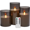 thumbnail image 1 of Upinmz Flickering Flameless Candles with Remote and Timer，Battery Operated Acrylic LED Pillar Candles ，for Christmas Decorations Home Decorations ，Set of 3, 1 of 10