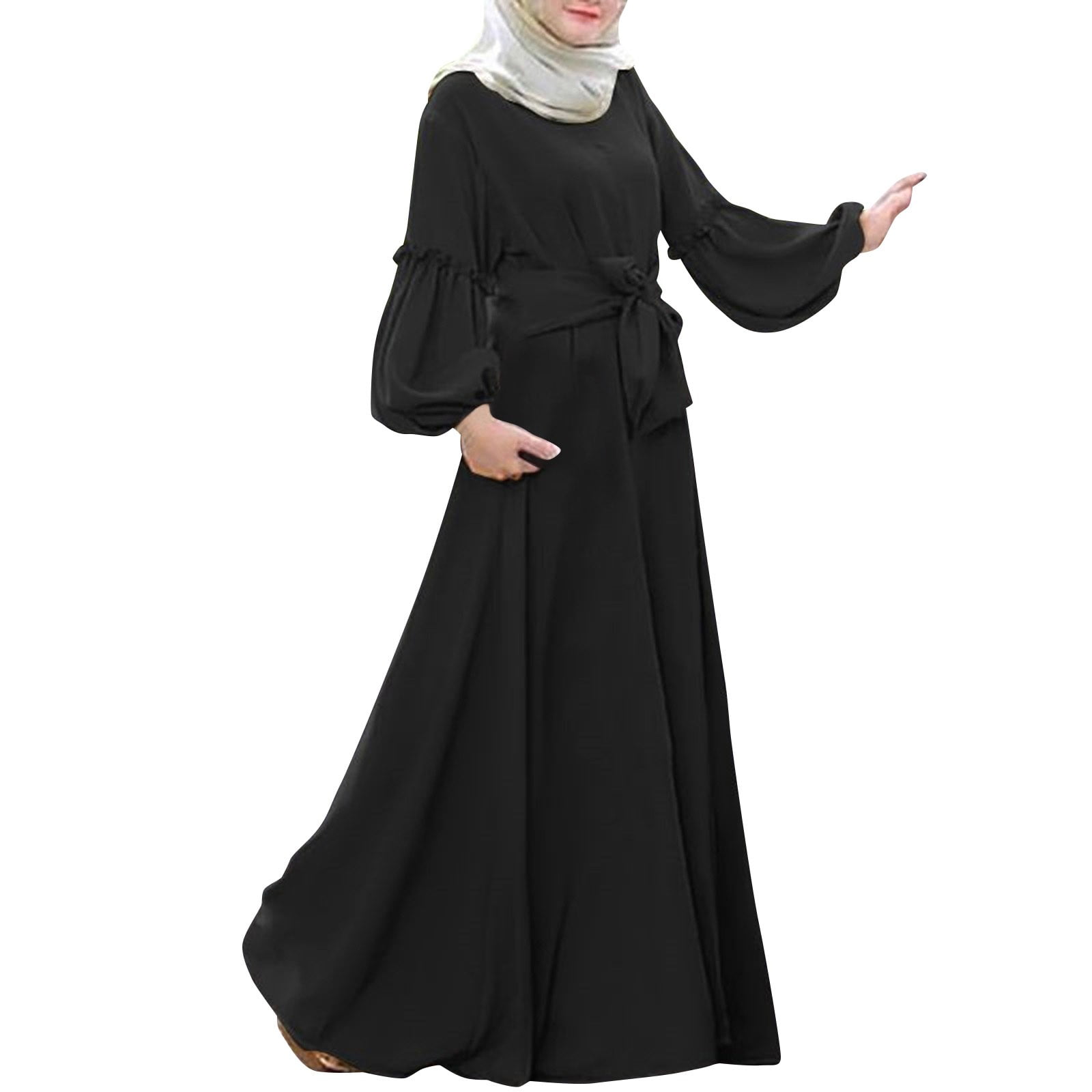 IWEMEK One-Piece Abaya Prayer Dress For Women - Long Sleeve Muslim Prayer Clothes With Belt