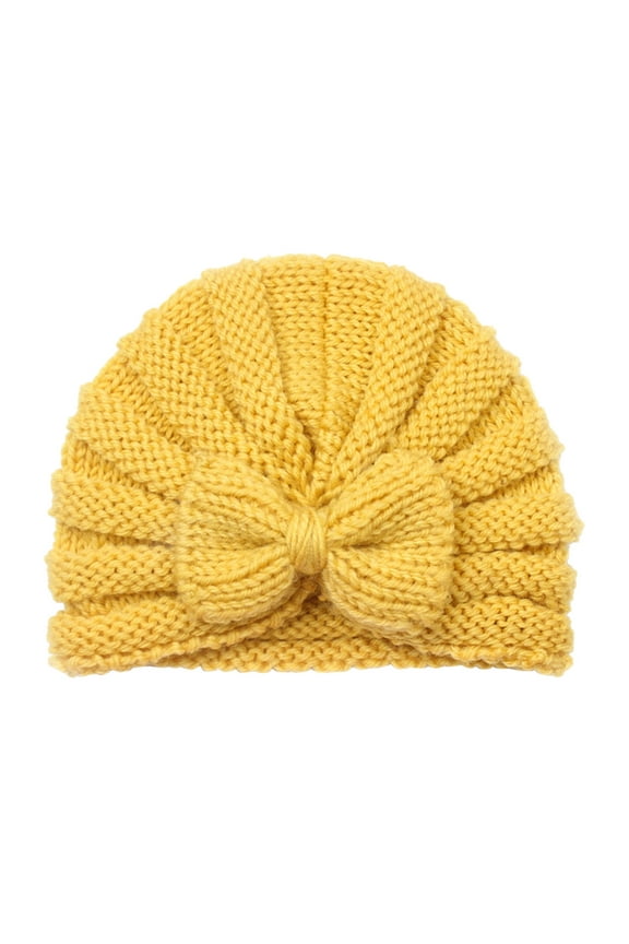 Upioiwer Baby Ball Cap Beanie BabySummer Hat Toddler Baby Boys Girls Knitted Cap Beaniess Solid Cotton Bowknot Elastics Turban Hat Beanies Hand Mittens For Babies 0-6 Month