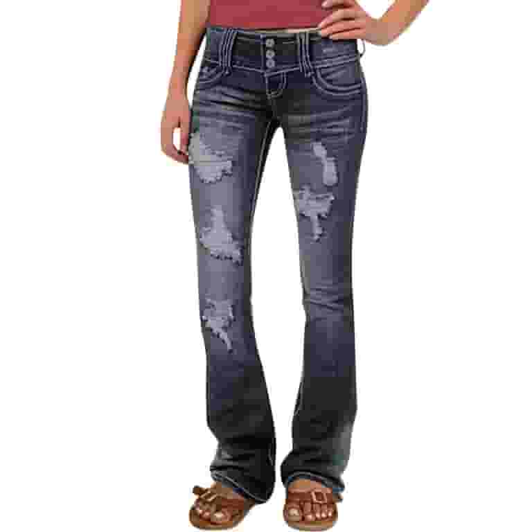 Casual Solid Patchwork Boot Cut Denim Jeans(3 Colors) Casual Solid Patchwork Boot Cut Denim Jeans(3 Colors)