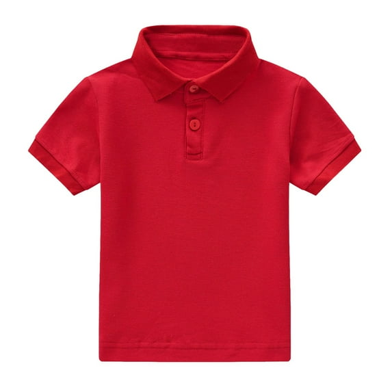 Upioiwer Boys Athletic Polo Shirt for 1-6 Years - Quick Dry School Polo - Super Soft Moisture Wicking Active Threaded Short Sleeve Tops T Shirt (Baby Little Kids) Red 140