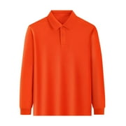 UPIOIWER Boys Girls Classic Collared Button Down Polo 5-12 Years | Formal School Uniform Shirts | Long Sleeve Dress Shirts | Solid Tops Tee Regular Fit (Little Kid Big Kid Teen) Orange 4XS