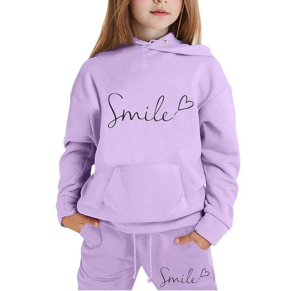 Upioiwer Children Kids Boys Size 2T Girls Clothes Girls Long Sleeve Letter Girls Cotton Romper Printed Lightweight Hoodie Sweatshirts Long Pants Set Thanksgiving Clothes for Girls Outfit 110