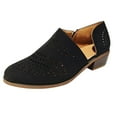 thumbnail image 1 of Upioiwer Dressy Ankle Boots for women, Casual Cut Out Zipper Low Heel Short Stacked Heel Perforated Side V Cut Western Booties Cutout Shoes Black 10, 1 of 5