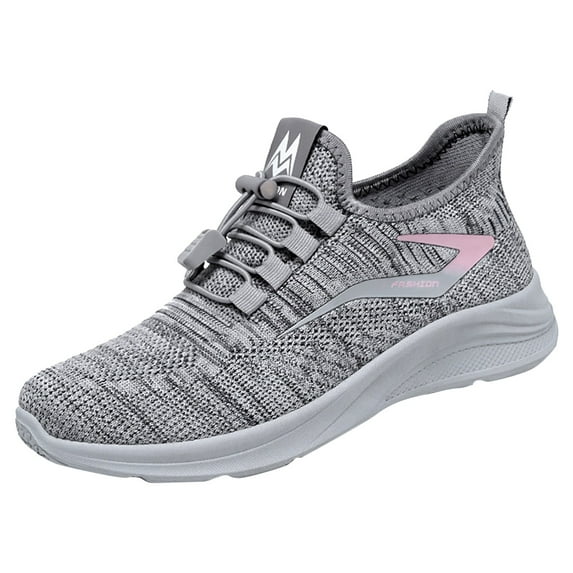 Upioiwer Flat Sneakers for Women - Adjustable Strap Women's Fashion Sneakers Memory Foam Insole Sneakers Non Women Mesh Footwear Lightweight Platform Sports Shoes Grey 8.5