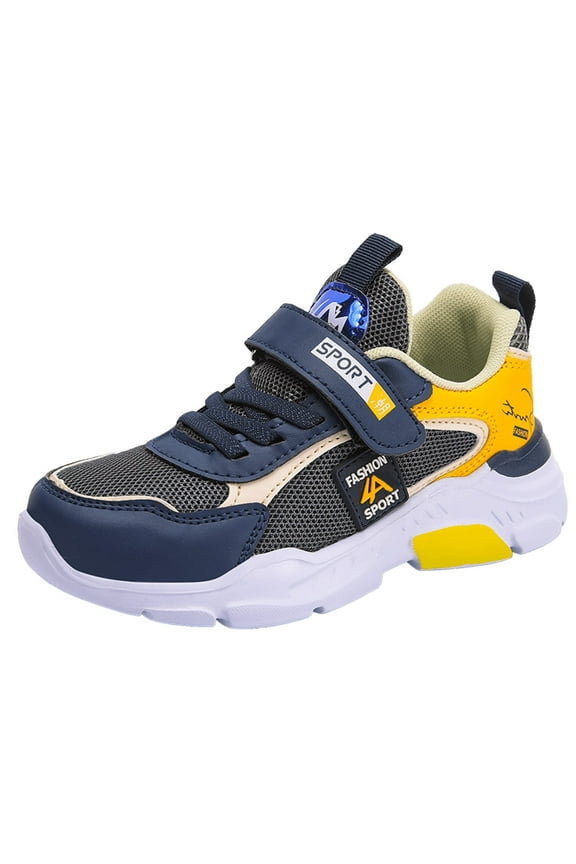 Kids Mesh Sneakers for 5-15 Years - Lightweight Breathable Comfortable Adjustable Strap Athletic Running Tennis Shoes (Little Boys Girls Kids Big KidsTeen) Yellow 6.5