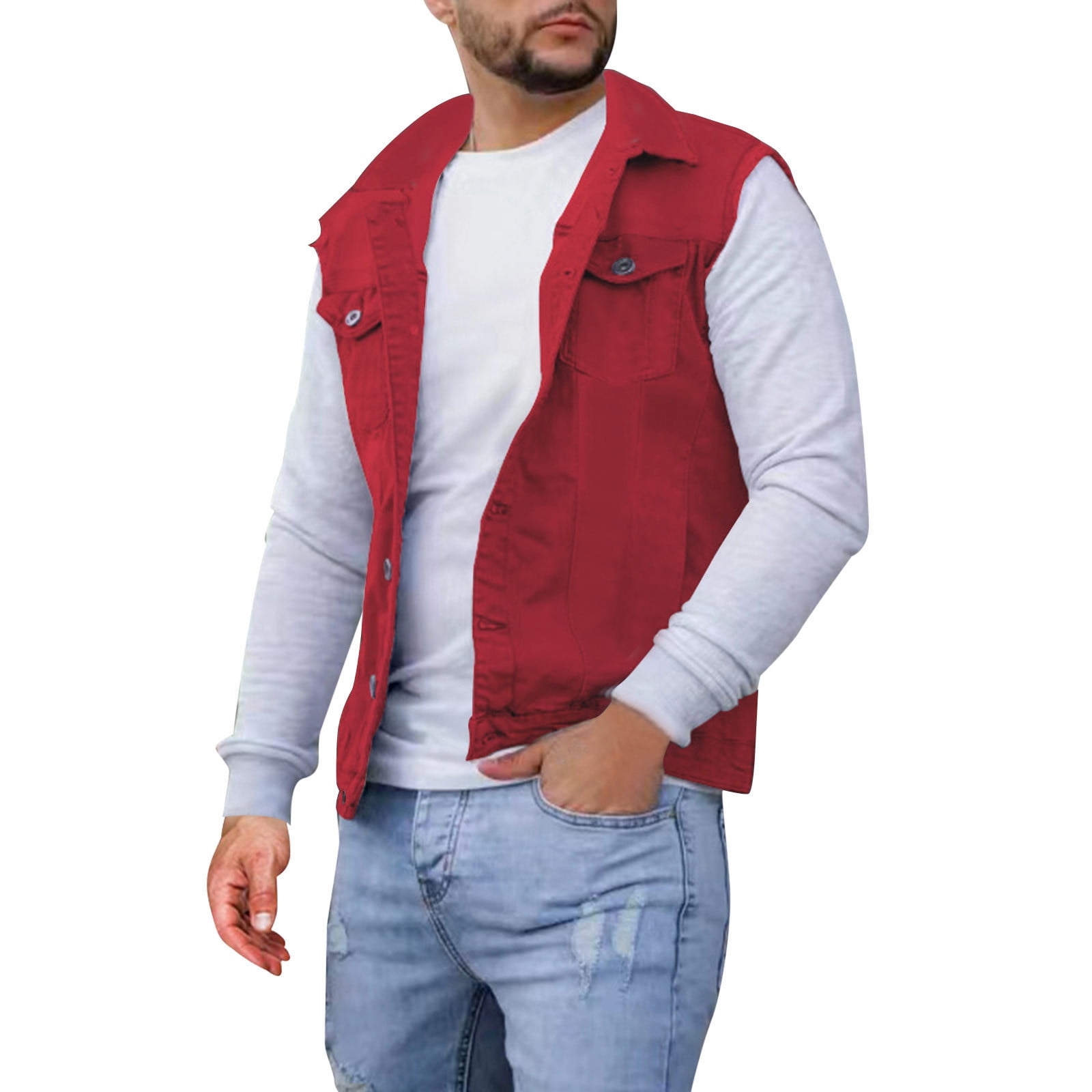 Upioiwer Red Puffer Vest Men Mens Canvas Vest Scottevest Men