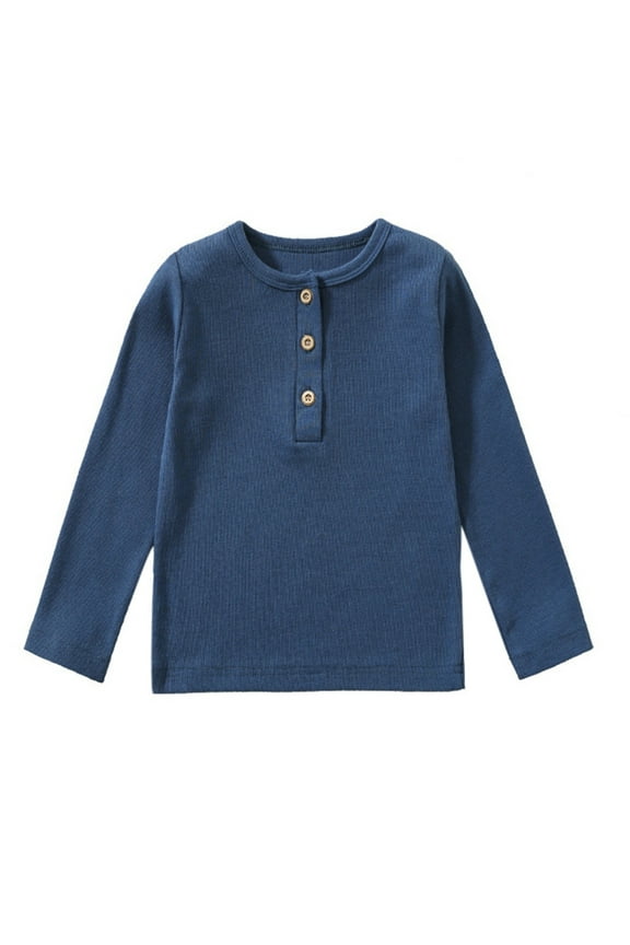 Toddler Kids Baby Girls Medium Tops Boys Long Sleeve Ribbed Boys Long Sleeve Shirts Size 6 T Shirt Tops Blue 120