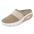 thumbnail image 1 of Upioiwer Women Air-Cushion -On Walking Shoes, Knit Memory Foam Insole Softsole Slippers, Casual Sports Wedges Tennis Shoes Closed Toe Non- Slippers Sneaker Khaki 8, 1 of 6