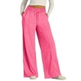 thumbnail image 1 of Upioiwer Women Oversized Wide Leg Casual Work Pants Women Lightweight Pants Sweatpants Elastic Cotton Pants Women Casual Drawstring Straight Leg Sweatpants Low Waisted Baggy Pants with Pockets Pink, 1 of 8