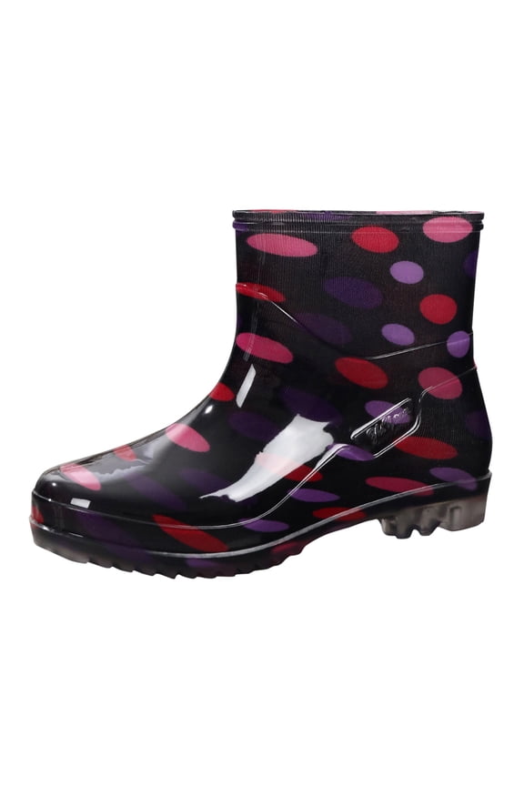Women Rubber Boots Wide Calf Rain Boots, Waterproof Rubber Rain Ankle Boots, Non Rain Shoes for Outdoor Gardening Work Walking Brown 6.50