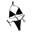thumbnail image 1 of Upioiwer Women Swimwear Bandage Solid Bikini Tops for Women Large Bust Supportive Two-Piece Swimsuit Bikini Swimming Long Swim Tops Women with Bra Beachwear Black Large, 1 of 4