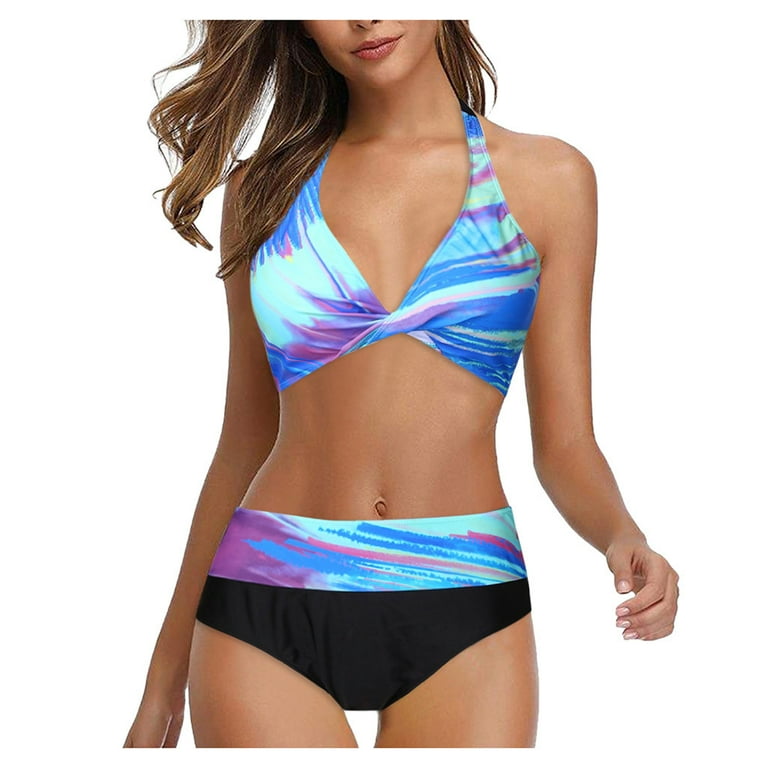Upioiwer Womens Swimsuits Plus Calia Swimwear Clearance Tops Womens Swimming Costume Padded Swimsuit Monokini Push Up Bikini Sets Swimwear Top For Women Swimsuits For Women Tummy Control High Leg Biki...