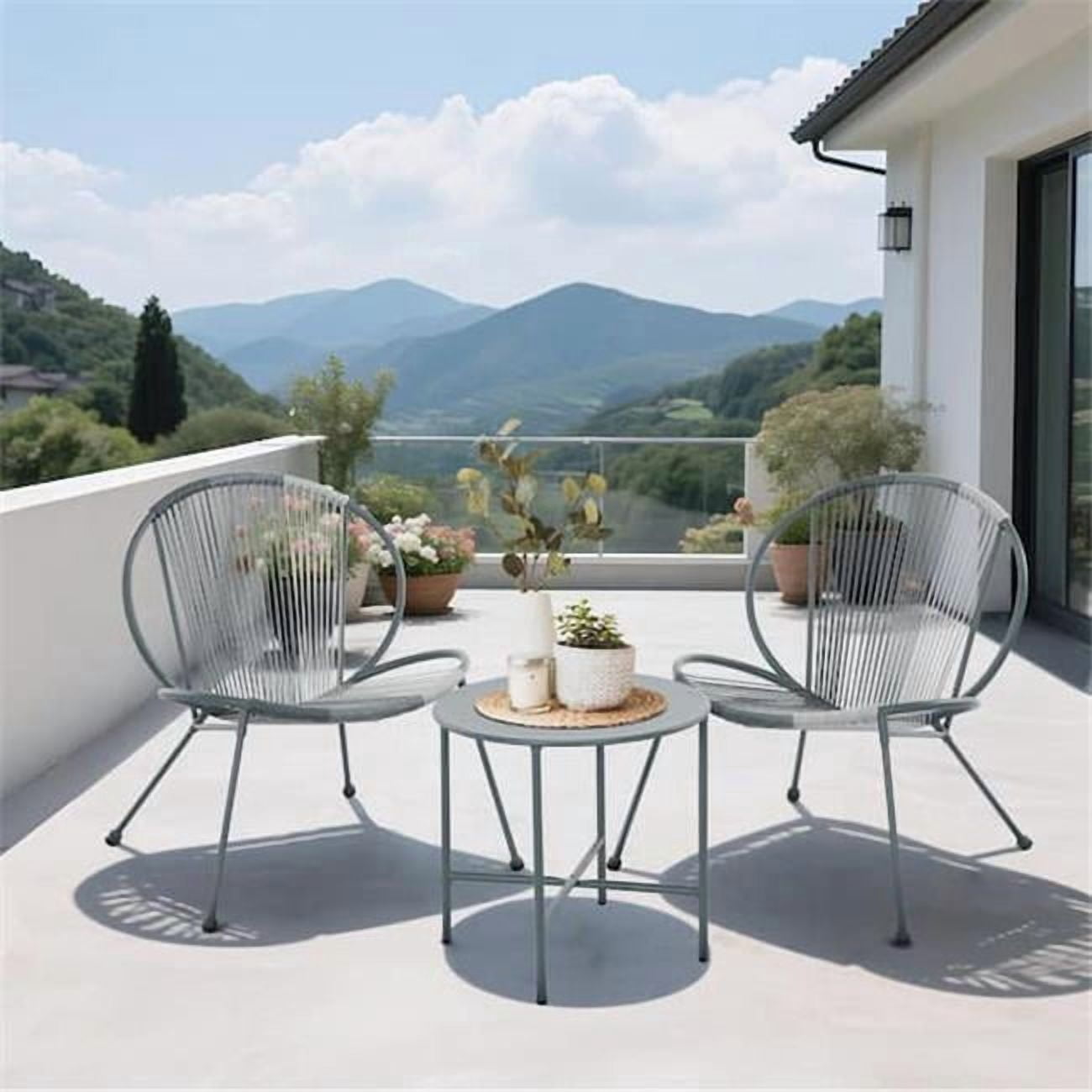 Patio Shell Upland BK-GY Patio Furniture Shell Shape Garden Bistro Set, Grey - 3 ...