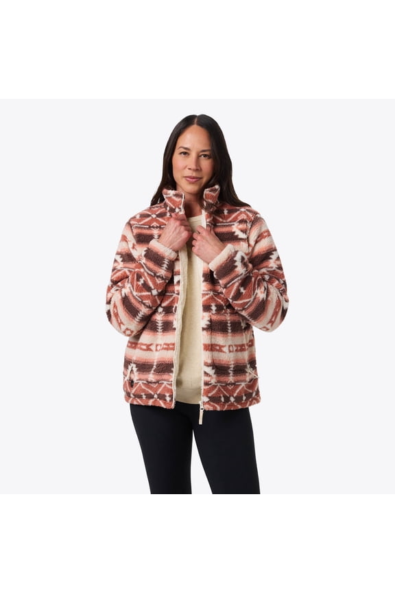 Upland High-Pile Printed Long Jacket Women's - Clay Aztec