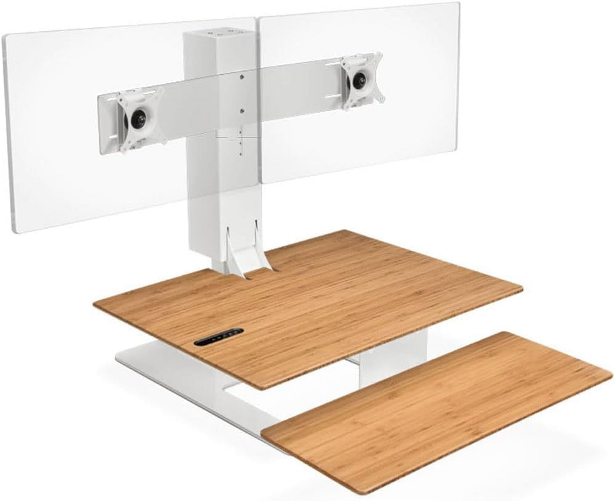 Uplift Desk E7 Electric Standing Desk Converter, White Base, Bamboo