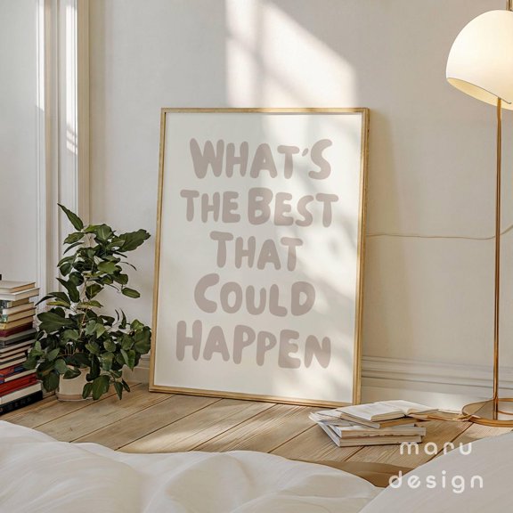 Uplifting Beige Typography Quote Decor Wall Art