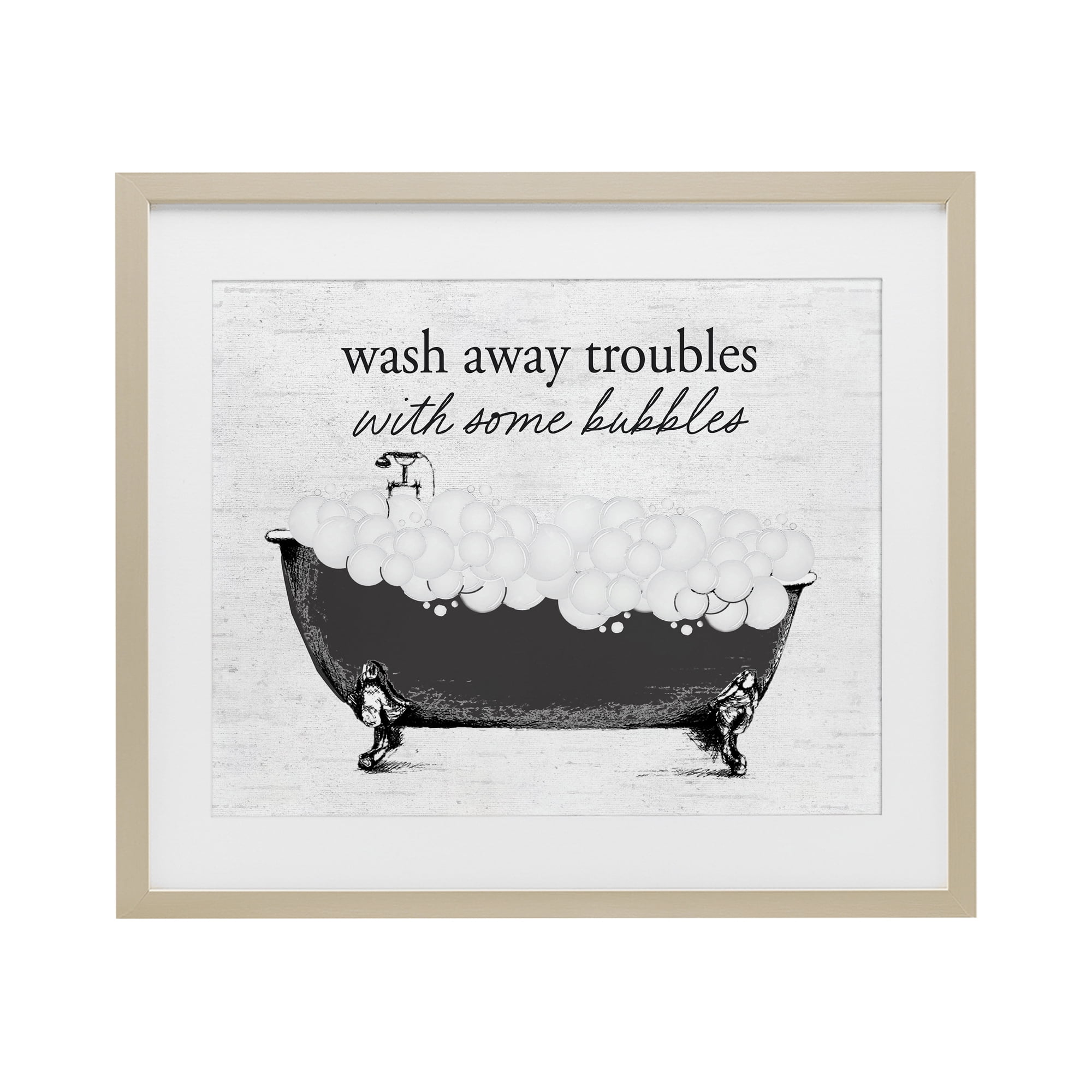 Uplifting Bubble Bath Rhyme Birch Framed Print Under Glass, design by Lettered and Lined