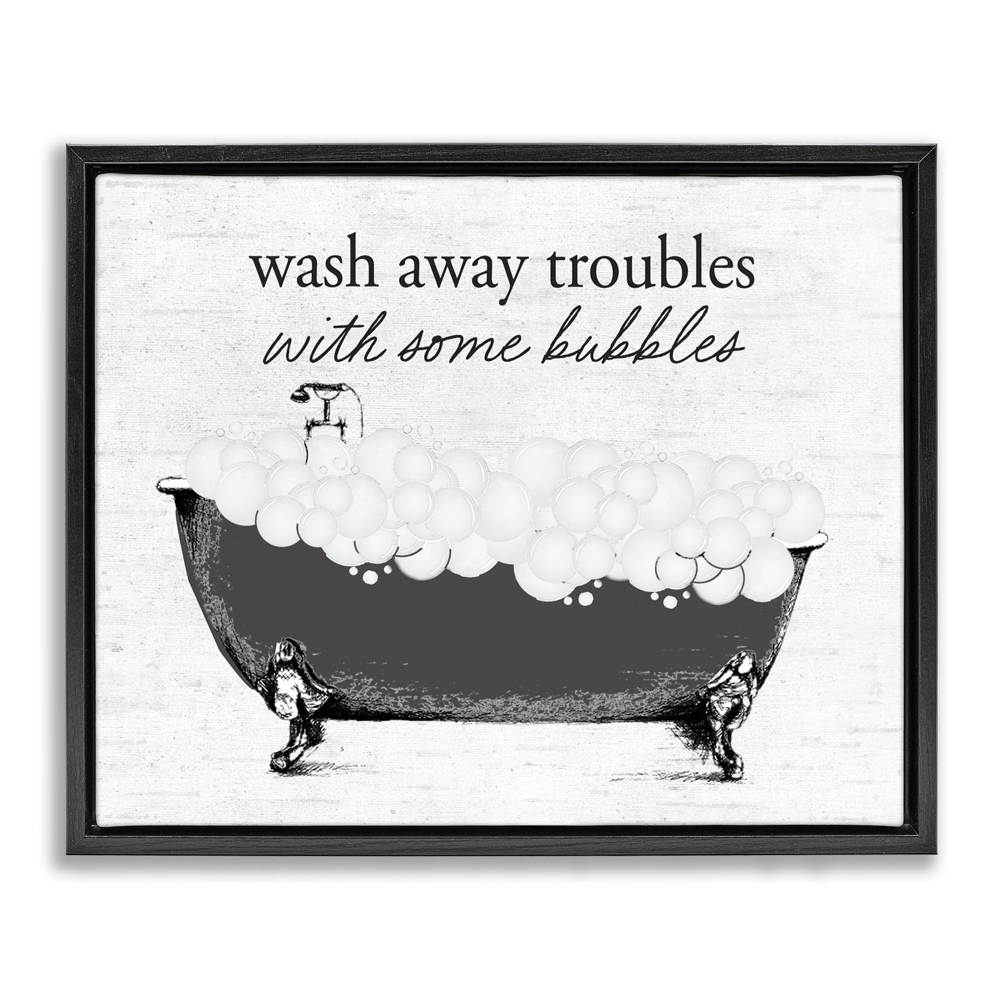 Uplifting Bubble Bath Rhyme Black Framed Floater Canvas Wall Art, design by Lettered and Lined