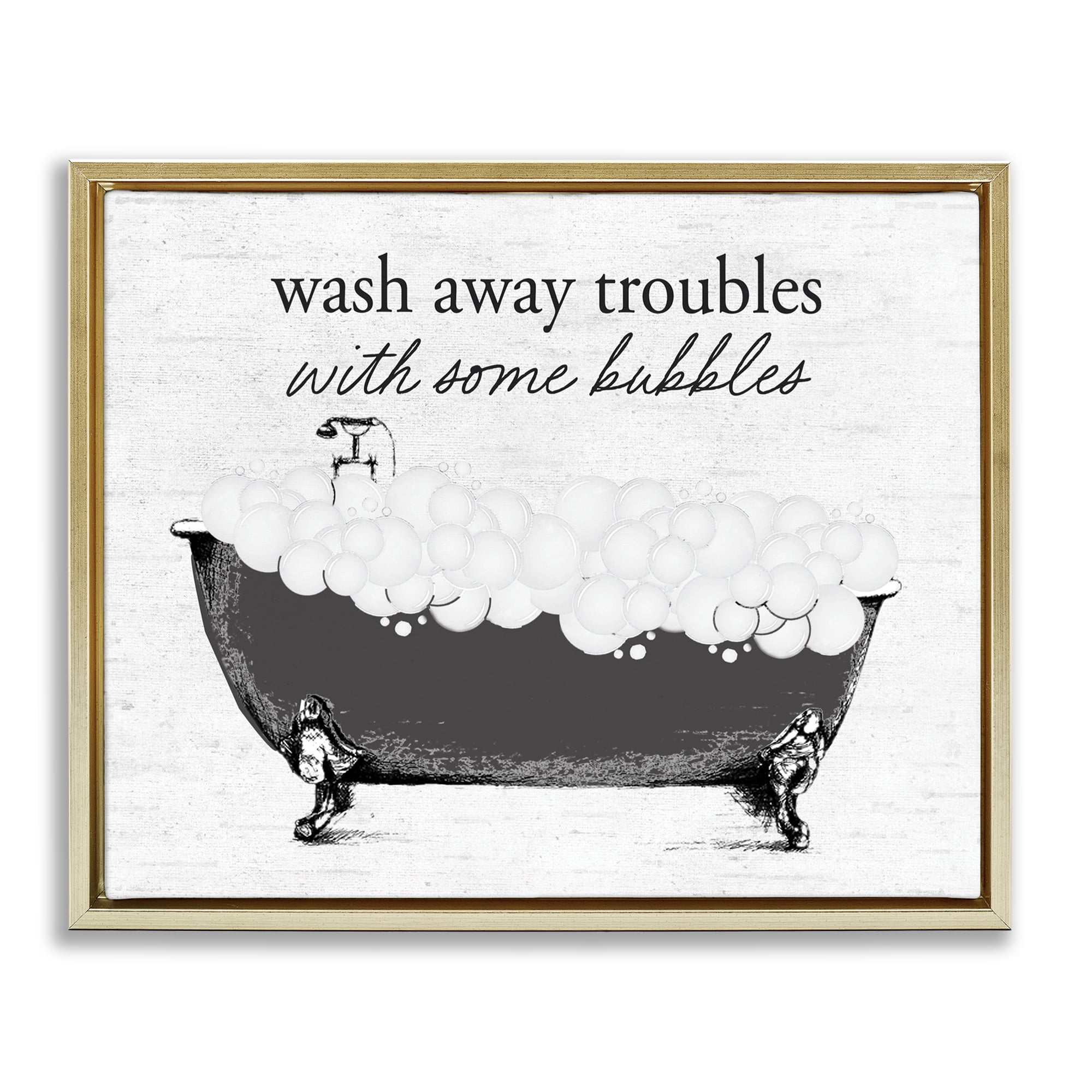 Uplifting Bubble Bath Rhyme Gold Framed Floater Canvas Wall Art, design by Lettered and Lined