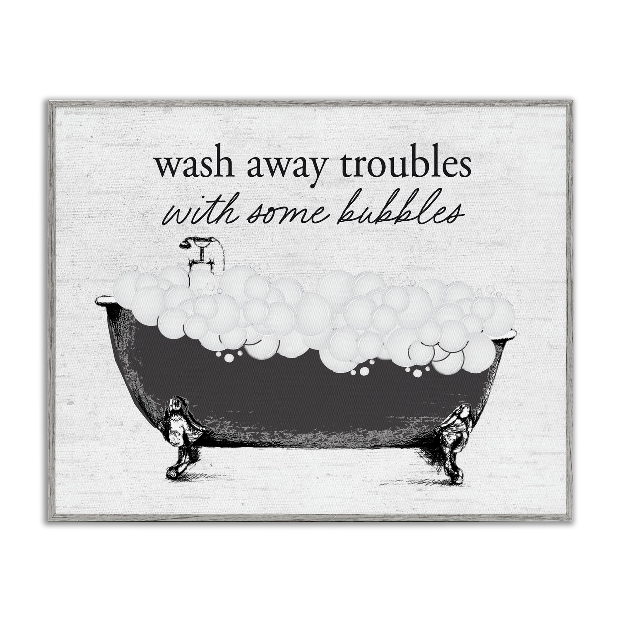 Uplifting Bubble Bath Rhyme Gray Framed Giclee Art, design by Lettered and Lined