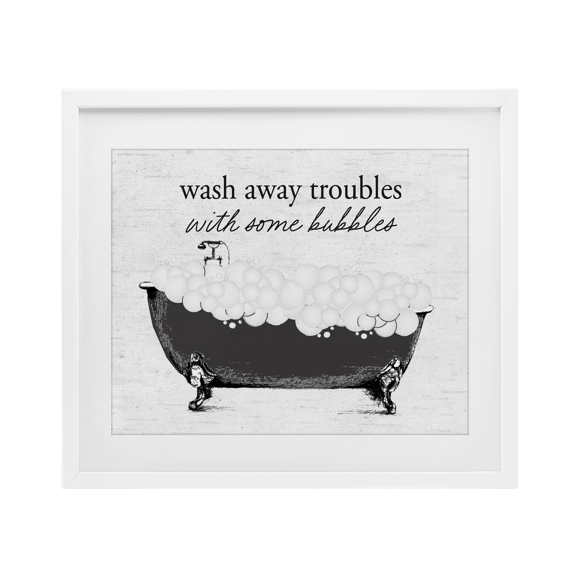 Uplifting Bubble Bath Rhyme White Framed Print Under Glass, design by Lettered and Lined