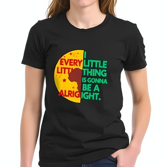 Uplifting Cotton Short Sleeve T-Shirt - " Every Little Thing is Gonna Be Alright " in Vibrant Colors with Reggae Inspired