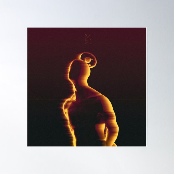 Uplifting Gaze: Faceless Figure In Warm Hues And Distorted Dimensions Poster Wall Art, Modern Wall Decor For Living Room Bedroom, 24x36 UNFRAMED