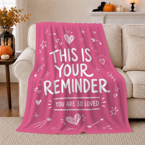 Uplifting Pink You Are So Loved Inspirational Reminder, Cozy Friendship Quote Scene, Warm Flannel Blanket for Living Room and Reading Nook, Art Lovers Friendship Gift, Artistic Home Decor