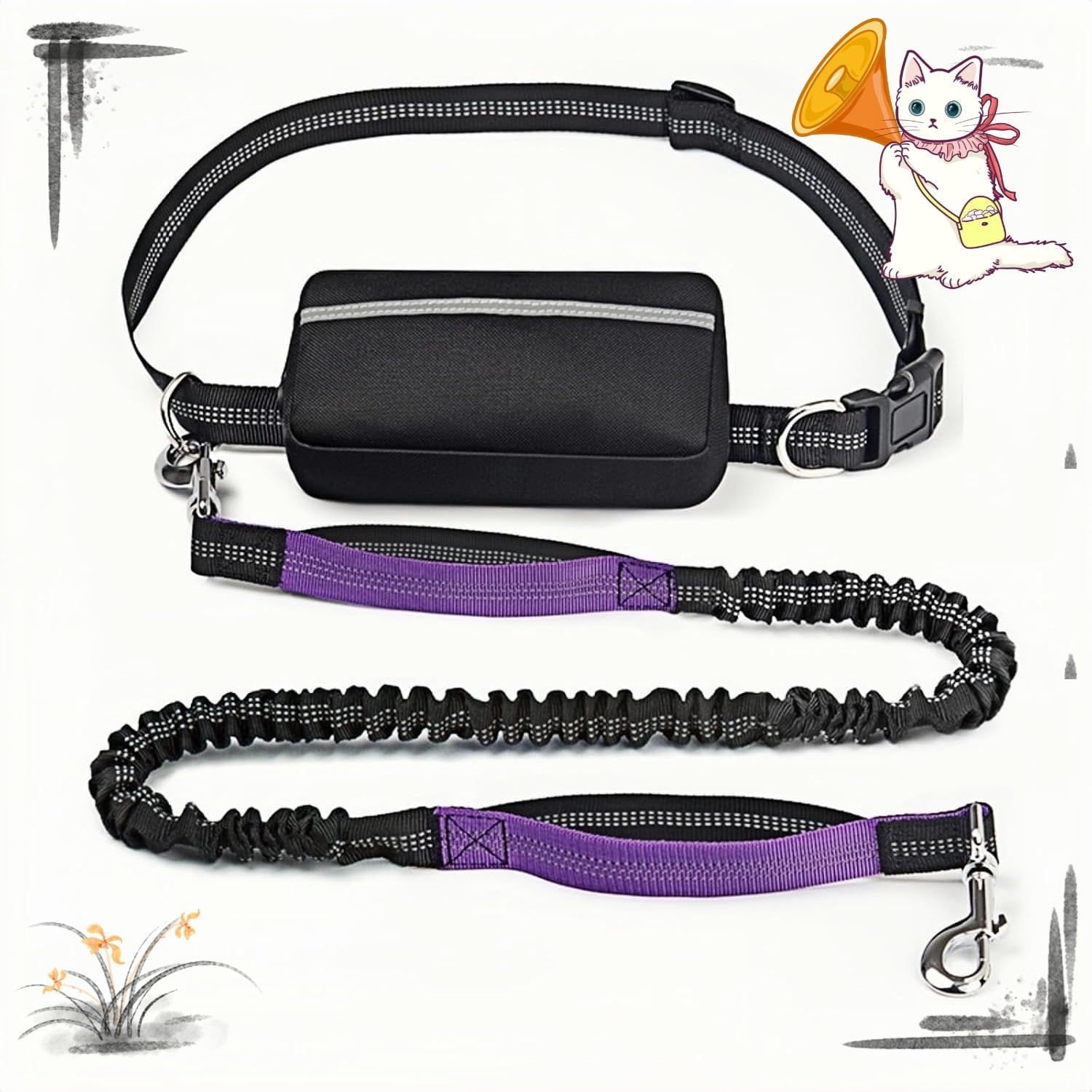 Upliftjoys Dog Leash, Upliftjoys Hands Free Dog Leash with Zipper Pouch, Reflective Design for Outdoor and Daily Walks for Medium and LargeDog (A)