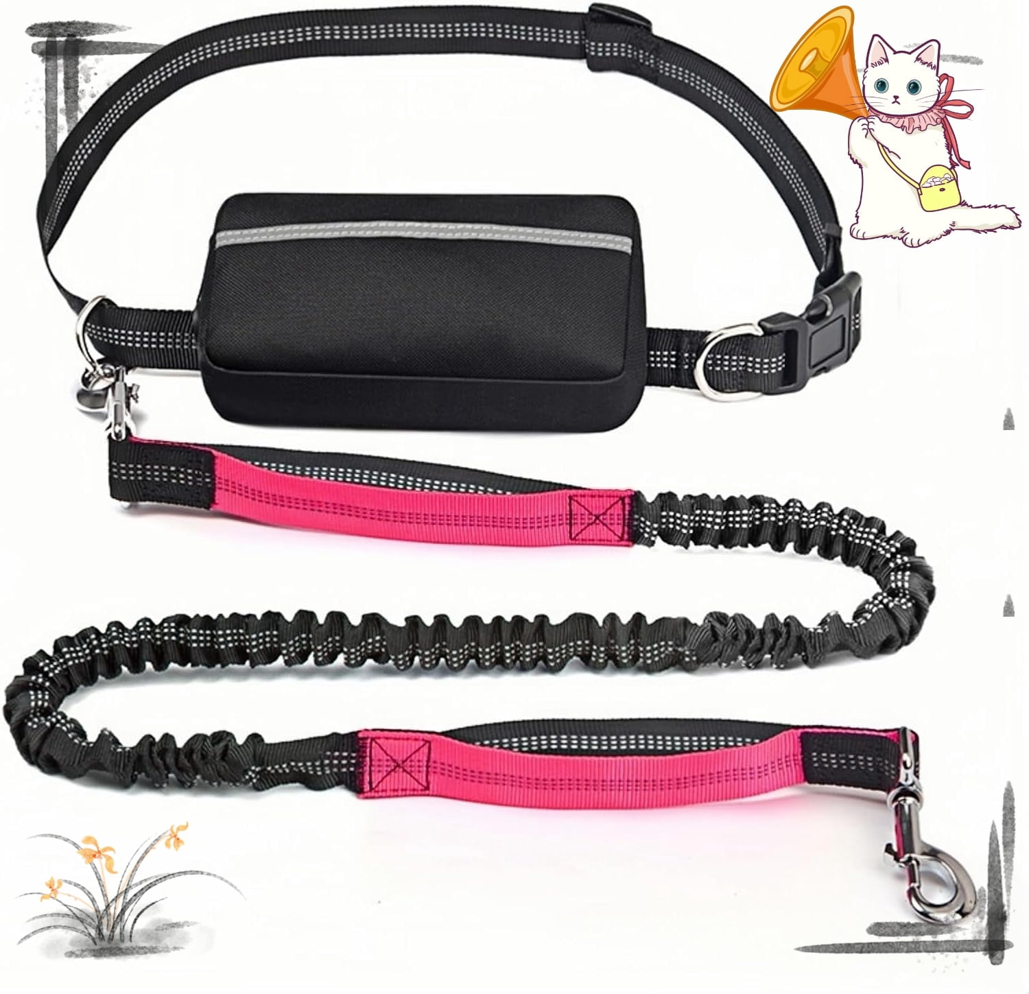 Upliftjoys Dog Leash, Upliftjoys Hands Free Dog Leash with Zipper Pouch, Reflective Design for Outdoor and Daily Walks for Medium and LargeDog (B)